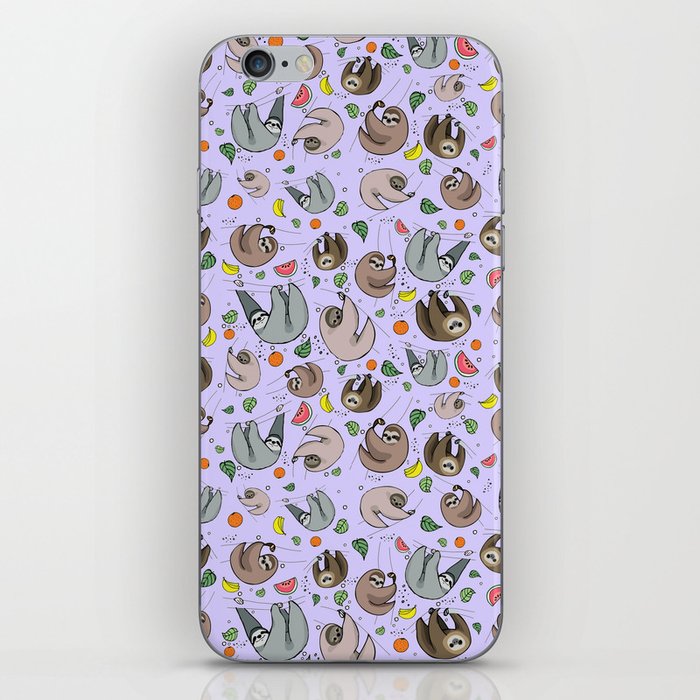 Pretty Sloth Pattern iPhone Skin