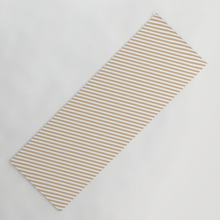 White and Tan Colored Stripes/Lines Pattern Yoga Mat