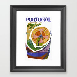 Vintage Portugal Mermaid Travel Framed Art Print