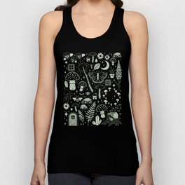Fairy Garden: Midnight Tank Top | Witch, Illustration, Flowers, Curated, Mint, Nature, Night, Fantasy, Faerie, Mushroom 