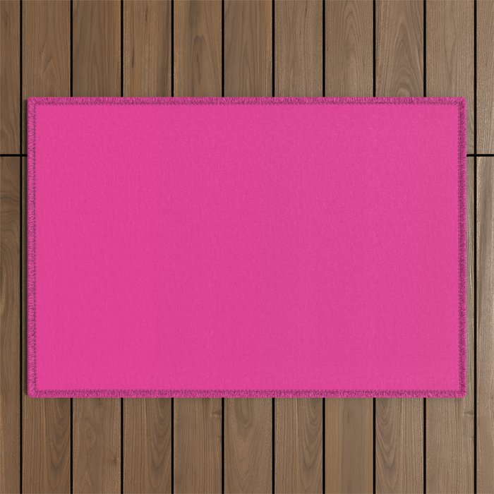 Plain Solid Pink Monochrome Flirt Hot Pink Outdoor Rug