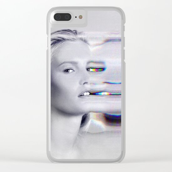 Glitch Face Melt Clear iPhone Case