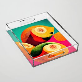 Citrus Twist - Abstract Minimalist Digital Retro Poster Art Acrylic Tray