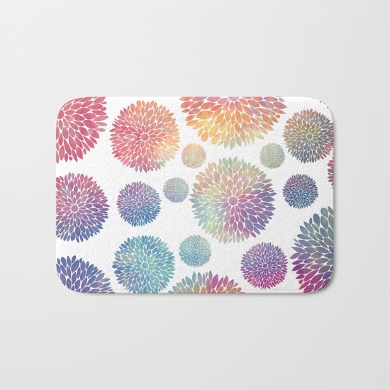 Watercolor Flowers Bath Mat