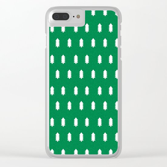 Christmas Trees minimal modern green and white holiday christmas decor Clear iPhone Case