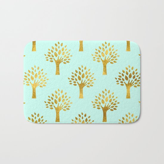 Mint Gold Foil 02 Bath Mat