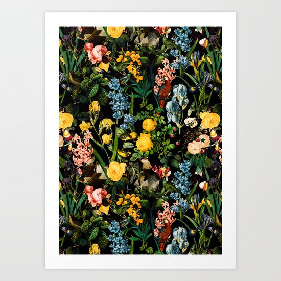 FLORAL AND BIRDS V Art Print