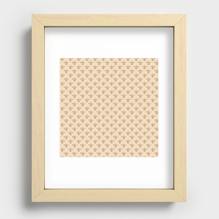 Vintage Gold Honey Bee Pattern Yellow Recessed Framed Print