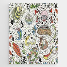 quirky garden dance party, bugs and flowers only! Jigsaw Puzzle