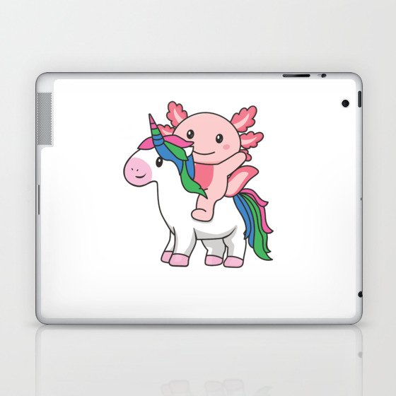 Polysexual Flag Pride Lgbtq Axolotl On Unicorn Laptop & iPad Skin