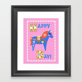 Dala Horse Celebration Print Framed Art Print