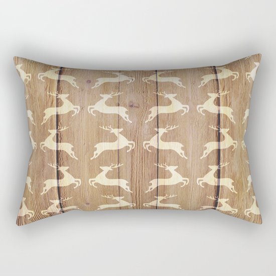Christmas Pattern on Wood 02 Rectangular Pillow