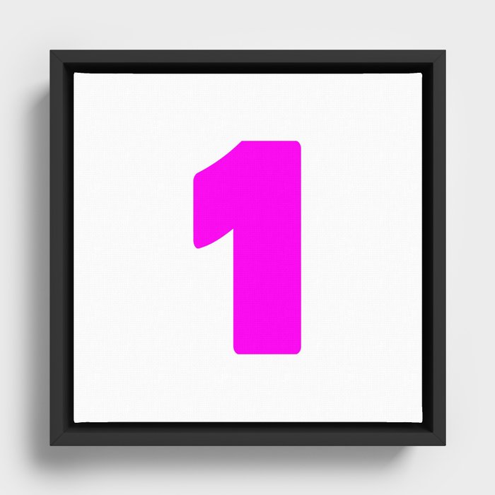 1 (Magenta & White Number) Framed Canvas