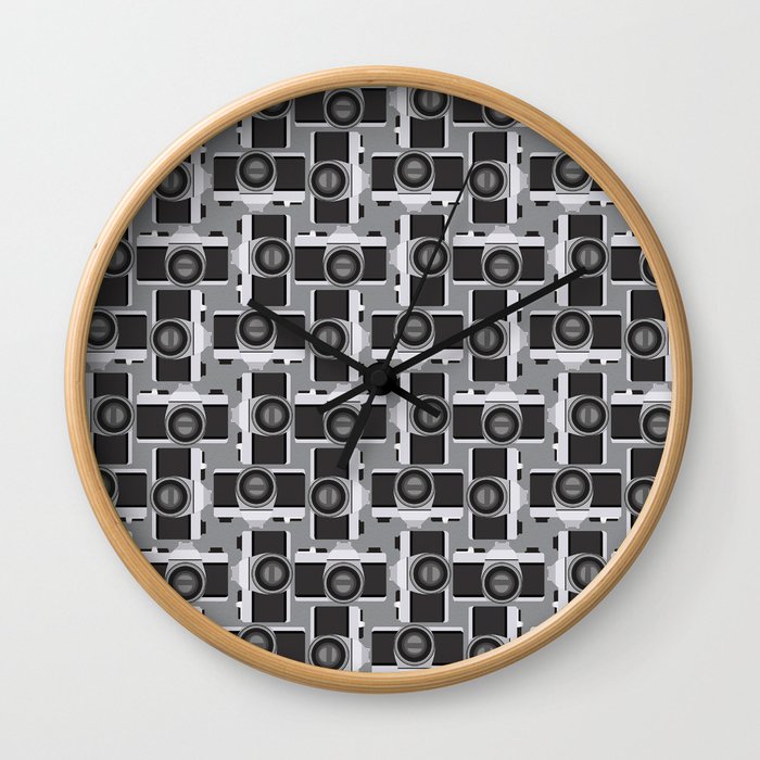 35mm Camera Pattern Wall Clock