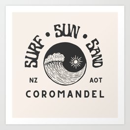 Coromandel - Surf • Sun • Sand retro vintage aesthetic sticker design Art Print