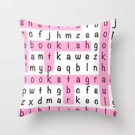 Bookstagram Word Search - Pink Throw Pillow