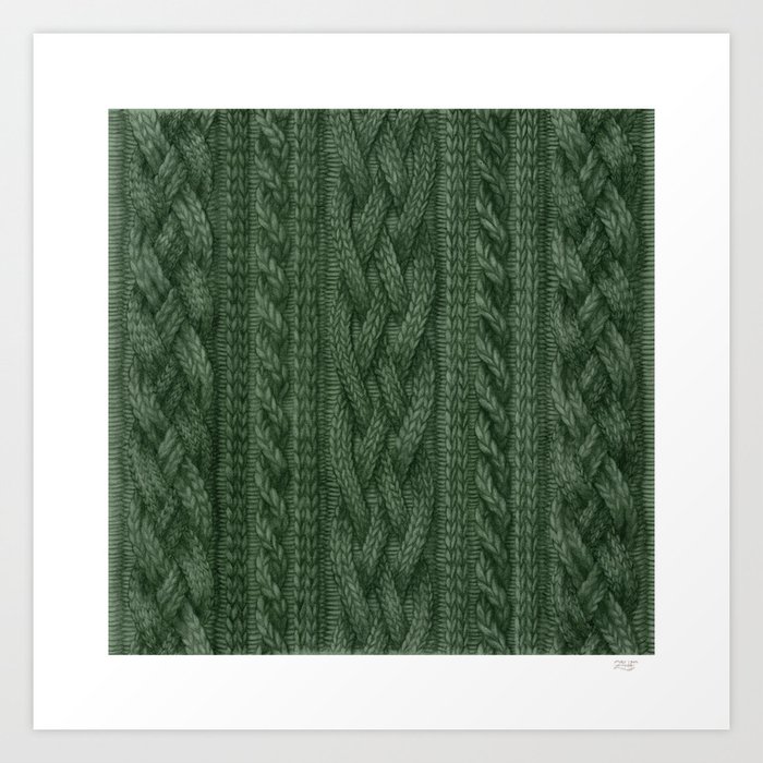 Pine Green Cable Knit Art Print