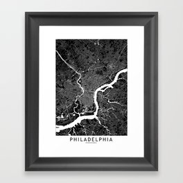 Philadelphia Black And White Map Framed Art Print