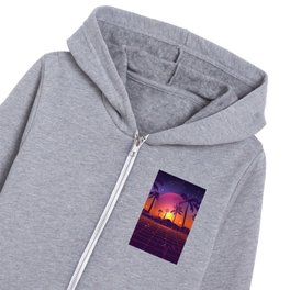 Sunset Synthwave State of Mind Kids Zip Hoodie