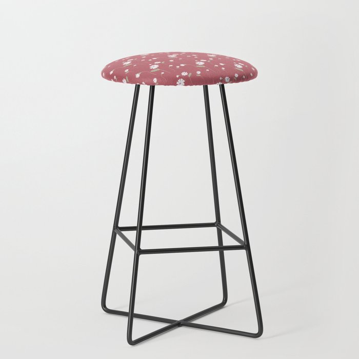 Small wildflower white daisies on pink Bar Stool