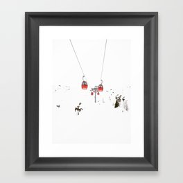 Minimalist Skiing Red Ski Lift Framed Art Print
