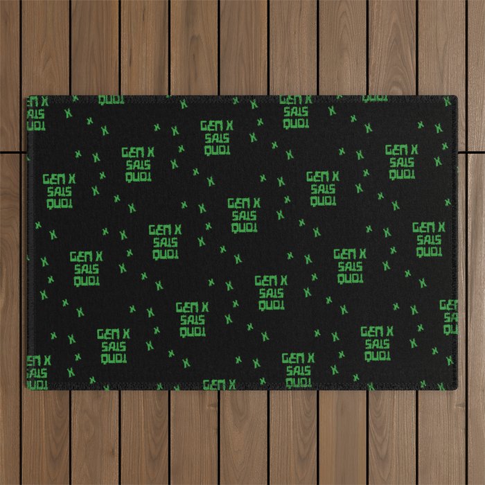 Gen X Sais Quoi - 1990s Green Computer Style Font for the Neglected Generation Outdoor Rug