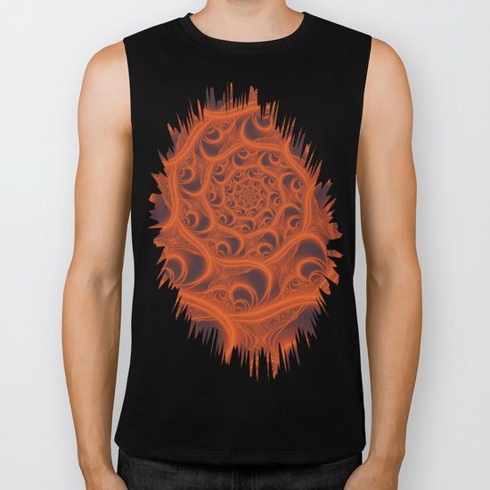 Fractal Web in Halloween Orange Biker Tank