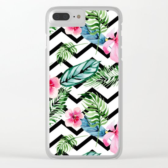 Watercolor Floral Pattern Clear iPhone Case