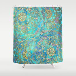 Sapphire & Jade Stained Glass Mandalas Shower Curtain