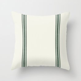 Vintage Country French Grainsack Green Stripes Creme Background Throw Pillow