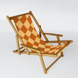 Abstract Warped Checkerboard pattern -  Tenné and Topaz Sling Chair