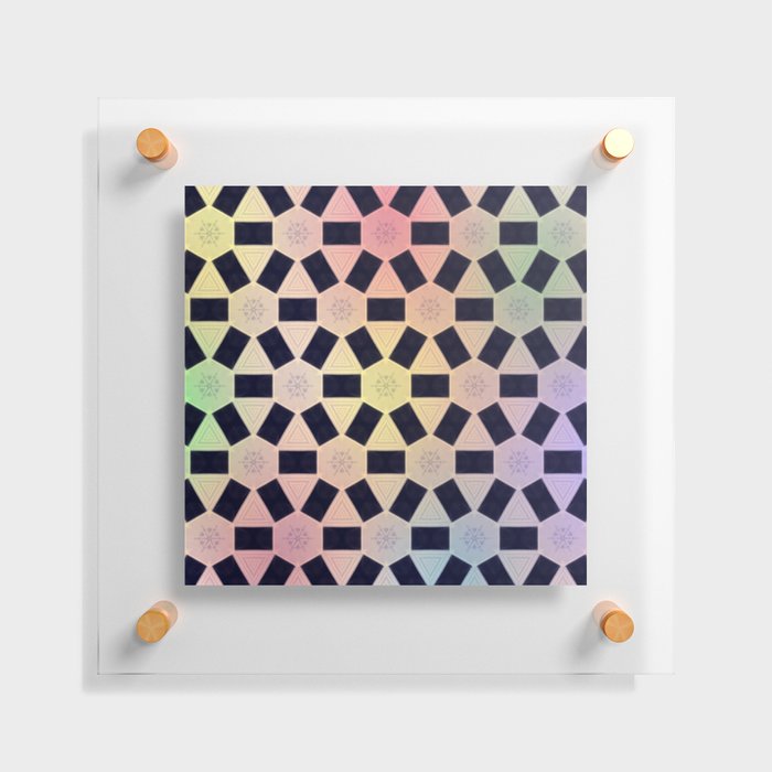 Rainbow Geometric Hexagons Triangles Floating Acrylic Print