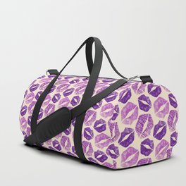 Pattern Lips in Purple Lipstick Duffle Bag