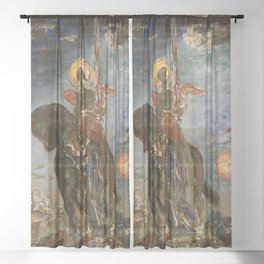 Winged saint on horseback - Gustave Moreau Sheer Curtain