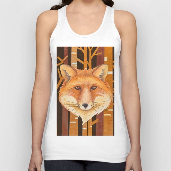 Fox Wild animal in the forest- abstract artwork #Society6 Unisex Tank Top