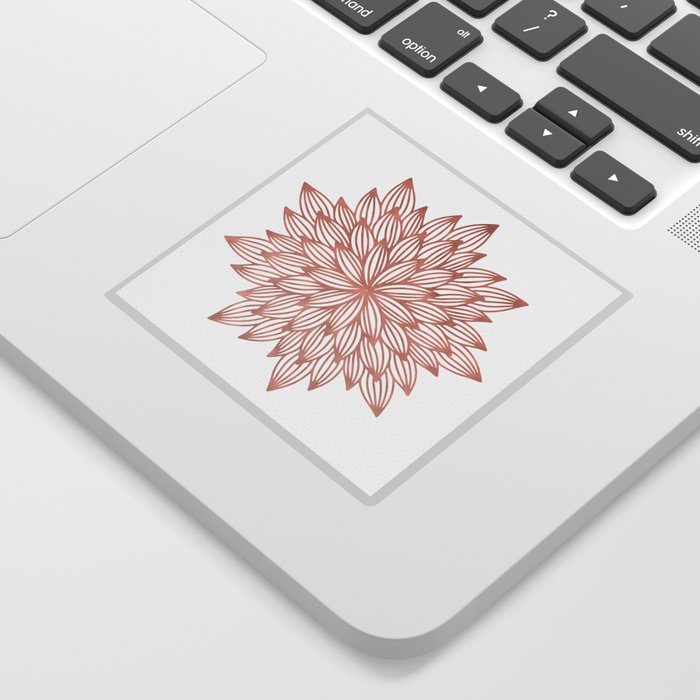 Mandala Flowery Rose Gold on White Sticker