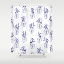 Blue Pineapple Shower Curtain