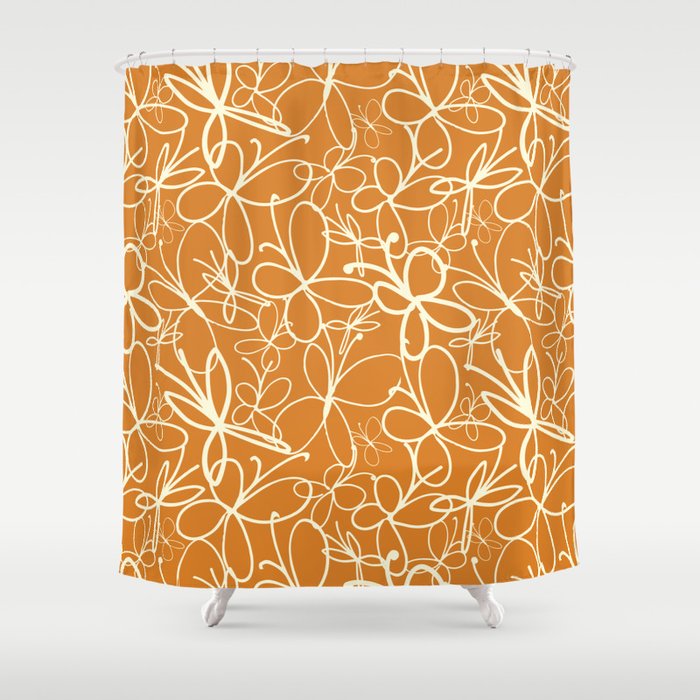 Orangy butterly pattern Shower Curtain