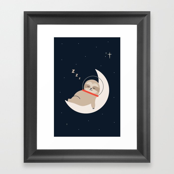 Astronaut Sloth sleeping Framed Art Print