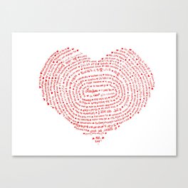 Lisa Alavi | I Love You (Languages of Love Heart) Canvas Print