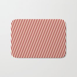 [ Thumbnail: Red & Beige Colored Pattern of Stripes Bath Mat ]
