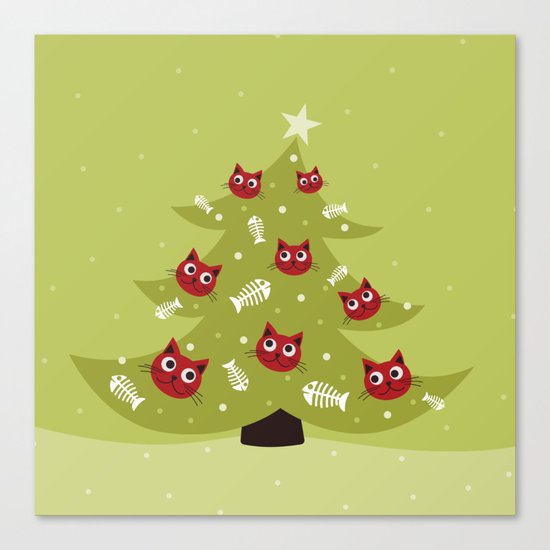 Cat Christmas Tree Canvas Print