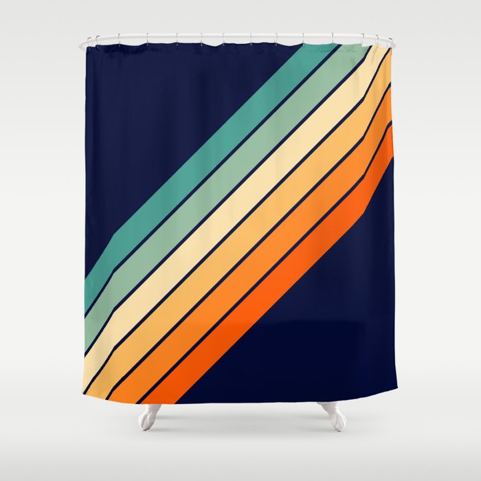Farida - 70s Vintage Style Retro Stripes Shower Curtain