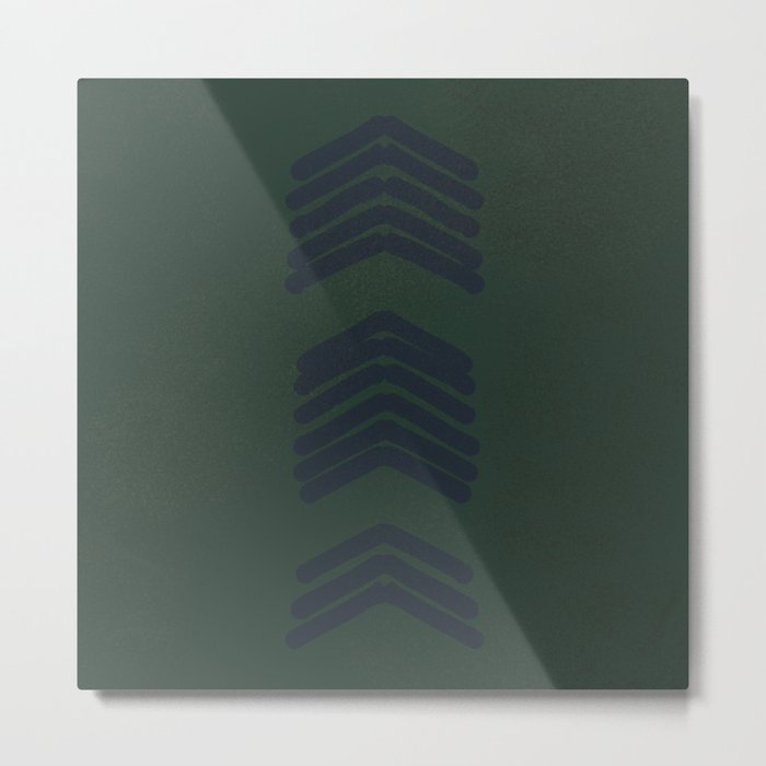 Zora’s Chevron - Navy on green Metal Print