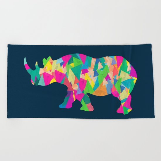 Abstract Rhino Beach Towel