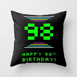 [ Thumbnail: 98th Birthday - Nerdy Geeky Pixelated 8-Bit Computing Graphics Inspired Look Throw Pillow ]