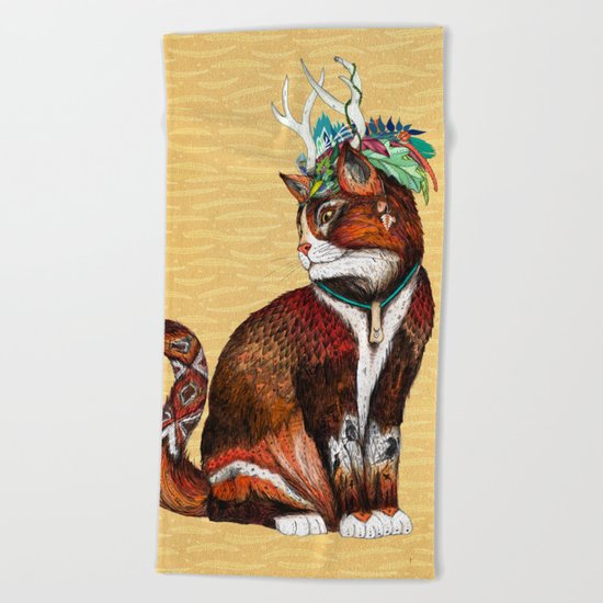 Wizard Cat Beach Towel