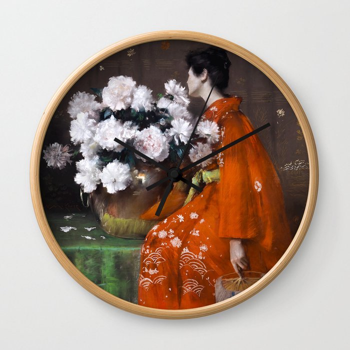The Spring Flower by William Merritt Chase - Vintage Victorian Retro Fine Art Oil Painting Wall Clock
