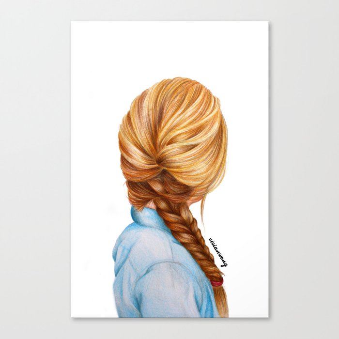 Blonde Fishtail Braid Girl Drawing Canvas Print By Vivianhitsugaya Society6,Cute Kawaii Free Printable Coloring Pages