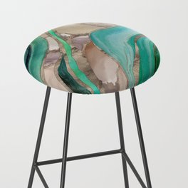 Emerald green and taupe marble Bar Stool